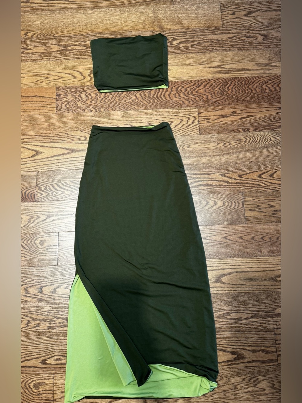 Women’s Two-Tone Olive Green Maxi Skirt (S\M)